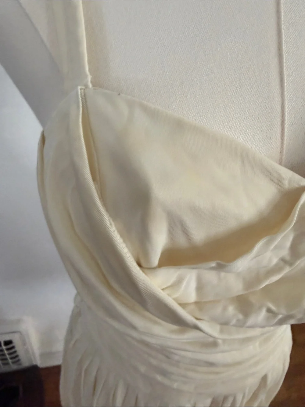 Strap Ruched Cream Swing Dress